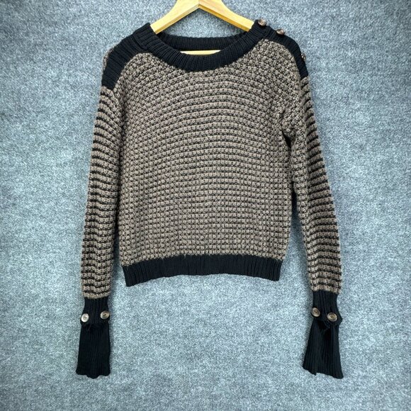 Leonard St Sweater Womens Medium Pullover Brown Black Mohair Wool Blend Knit - Picture 1 of 14